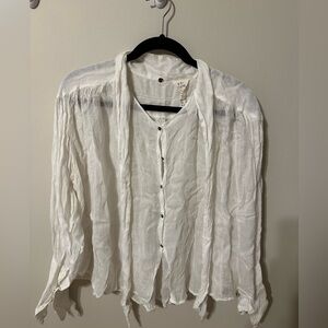 Free People White Button-Down Shirt